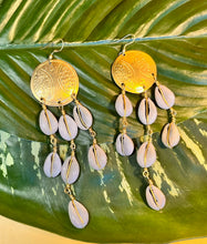 Load image into Gallery viewer, Drip Drop Cascading Cowrie and Brass Earrings
