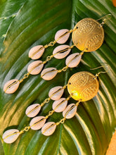 Load image into Gallery viewer, Drip Drop Cascading Cowrie and Brass Earrings
